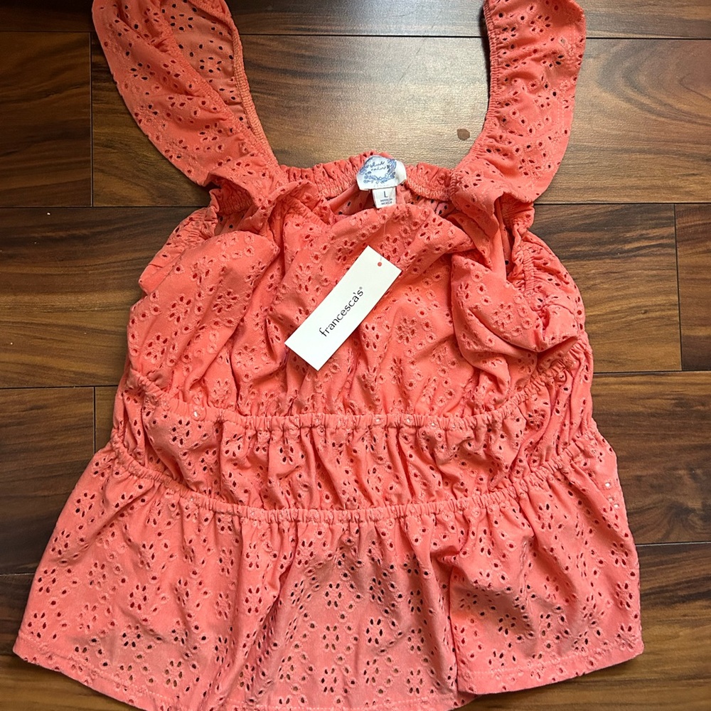 Nwt Francesca’s babydoll coral blouse